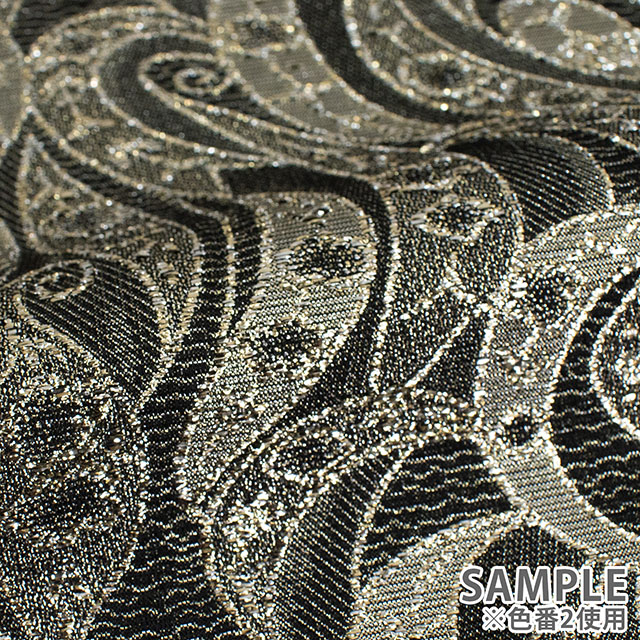 生地 プラチナジャガード第六章(165050) 2.黒/ゴールド 10Aa05_