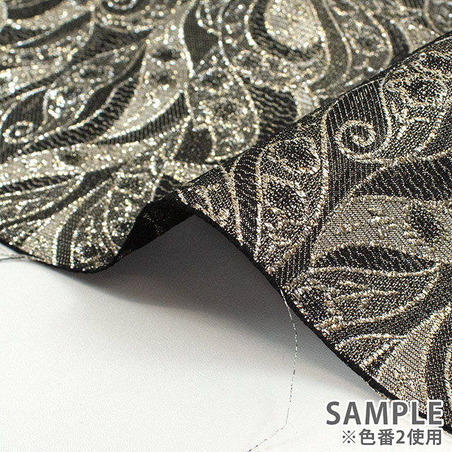 生地 プラチナジャガード第六章(165050) 2.黒/ゴールド 10Aa05_