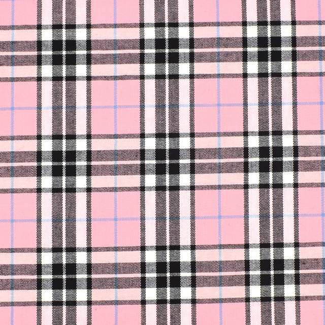生地 テッキングタータン（18-0611） 31.薄いピンク×水色ライン (H)_k4_
