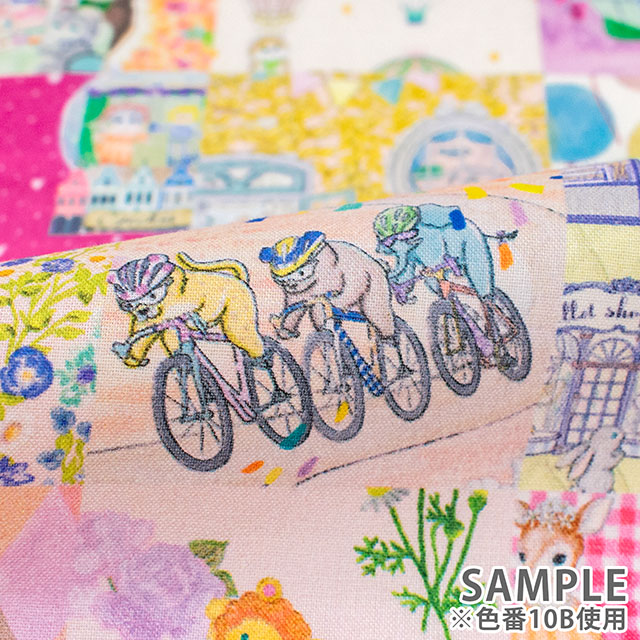 生地 22fabric -ニャンニャンファブリック- 10th collection アニバーサリーパッチワーク/ローン(DP-4440) 10B.ピンク系 09Ac04j