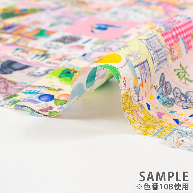 生地 22fabric -ニャンニャンファブリック- 10th collection アニバーサリーパッチワーク/ローン(DP-4440) 10B.ピンク系 09Ac04j