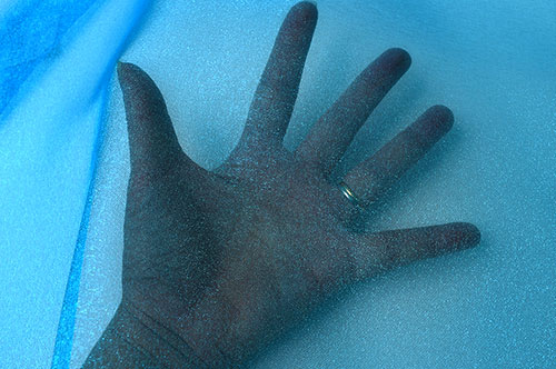 オーガンジー生地 スパーククレポン(468) 18.ターコイズブルー 10Bg10_