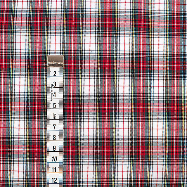 生地 40s先染めタータン(51010) 103.白×赤系ライン 09Bk22_