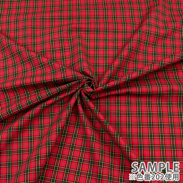 生地 40s先染めタータン(51010) 103.白×赤系ライン 09Bk22_