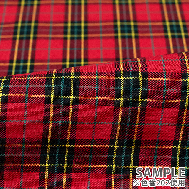 生地 40s先染めタータン(51010) 103.白×赤系ライン 09Bk22_
