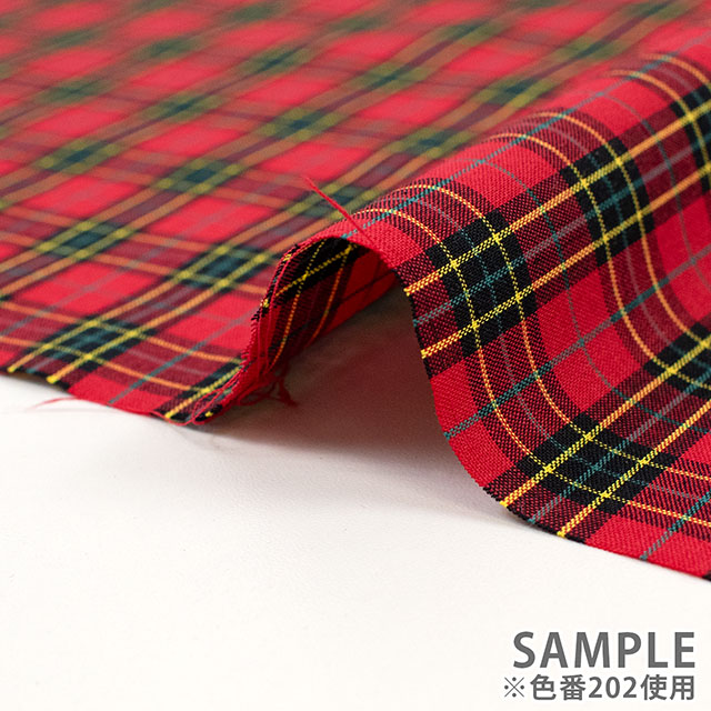 生地 40s先染めタータン(51010) 103.白×赤系ライン 09Bk22_