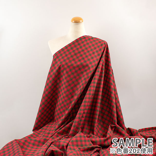 生地 40s先染めタータン(51010) 103.白×赤系ライン 09Bk22_