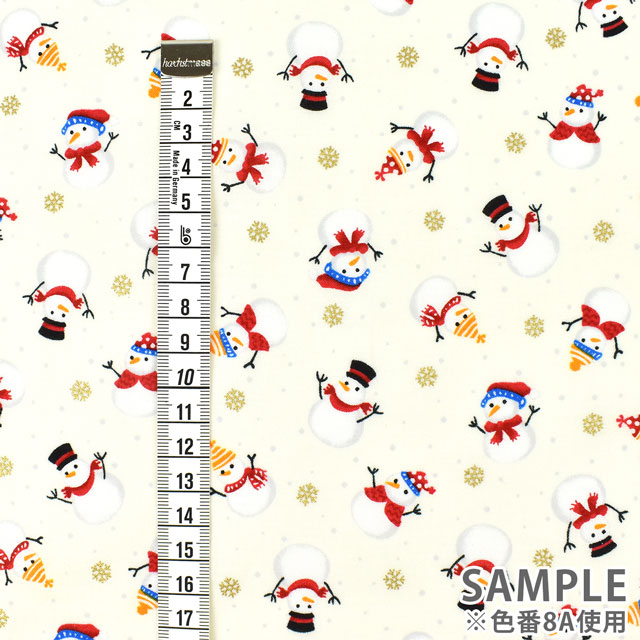 生地 クリスマスプリント スノーマン/シーチング（7063） 8A.オフ