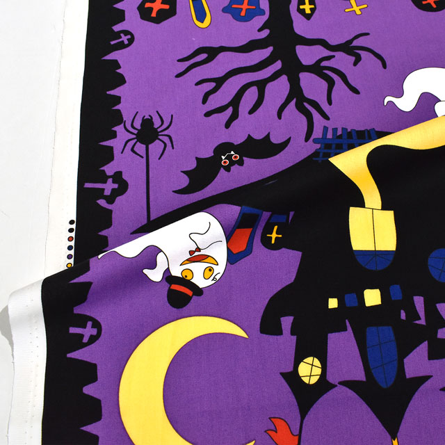 パネル販売生地 ハロウィン パネルプリント/シーチング(7065) 1C.パープル 09Zz99_