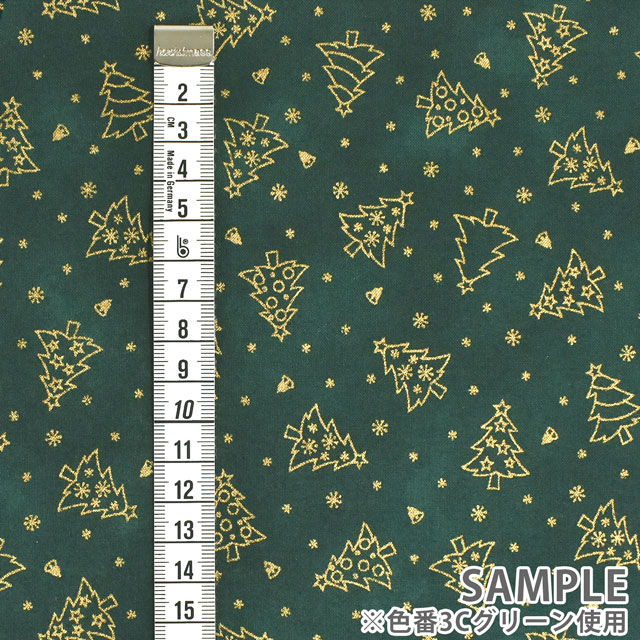生地 クリスマスプリント ツリーと星/シーチング（7083） 3A.ホワイト (M)_1f_(3A.ホワイト): 新宿オカダヤ