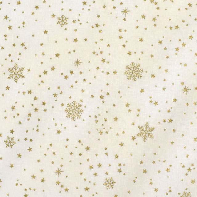 生地 クリスマスプリント 雪の結晶/シーチング（7083） 5A.ホワイト