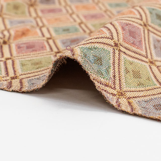 生地 ゴブランジャガード 幾何柄 約140cm幅×150cmカット(75601-1) 色番3 14yy88_