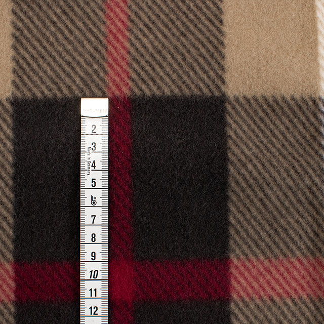 生地 フリースプリント チェック 約140cm幅×150cmカット(77538-1) D.ベージュ 14yy88_