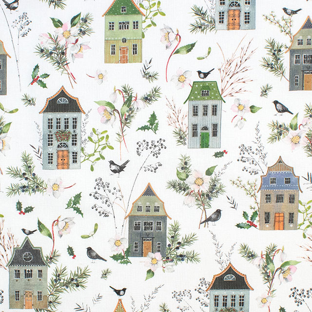 生地 acufactum-アクファクトゥム- 家と冬の緑(ACU3523) 959.オフ 09Ac04_