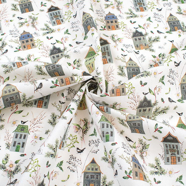 生地 acufactum-アクファクトゥム- 家と冬の緑(ACU3523) 959.オフ 09Ac04_