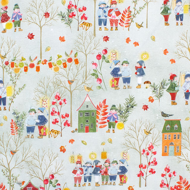 生地 acufactum-アクファクトゥム- ランタンと子供たち(ACU3523) 960.グリーン 09Ac04_