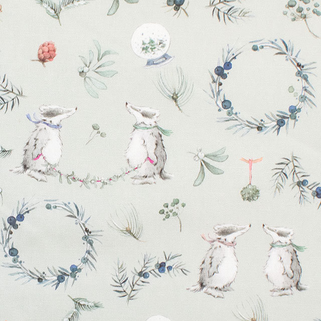 生地 acufactum-アクファクトゥム- 冬の緑とアナグマたち(HC-ACU3523) 892.グリーン 09Ac04_