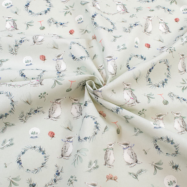 生地 acufactum-アクファクトゥム- 冬の緑とアナグマたち(HC-ACU3523) 892.グリーン 09Ac04_