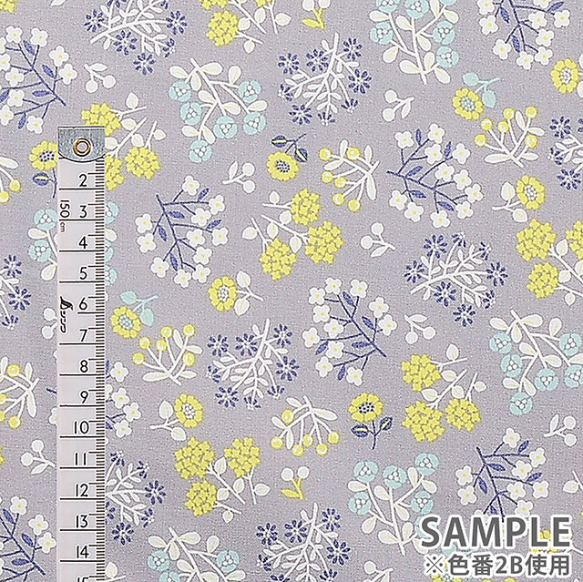 生地 ピグミーワールド 花柄 シーチング Ap 2c ブルーグリーン H K4 2c ブルーグリーン 新宿オカダヤ