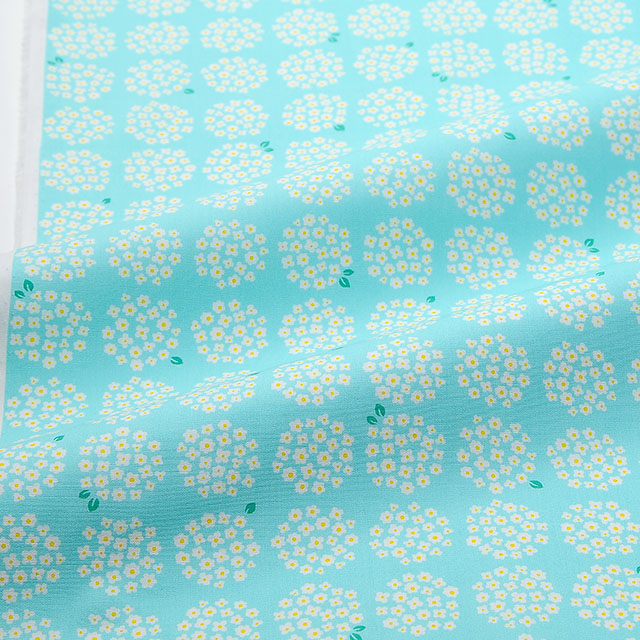 生地 小花ブロードプリント 9.あじさい(AP4187) 9D.グリーン 99Zz99_