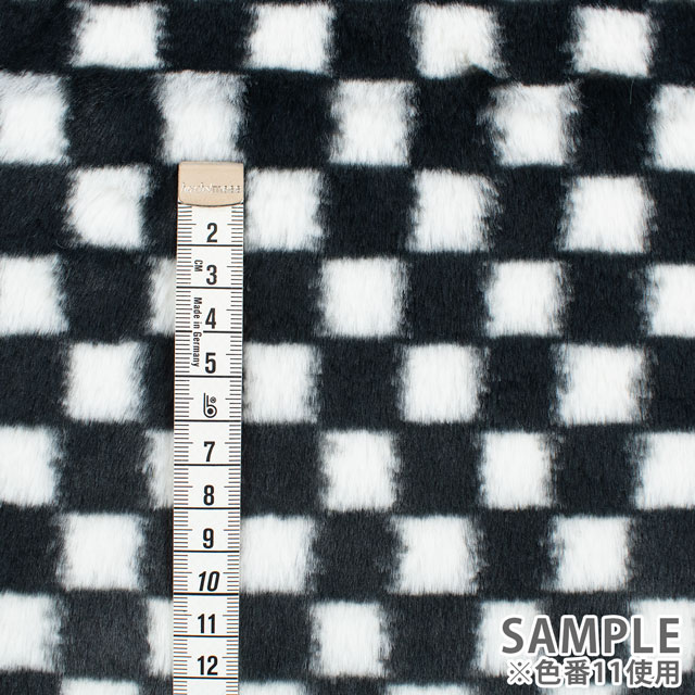 生地 チェックファー 約160cm幅×50cmカット(axl-25-81585) 15.グリーン×ブラック 10Bo23_