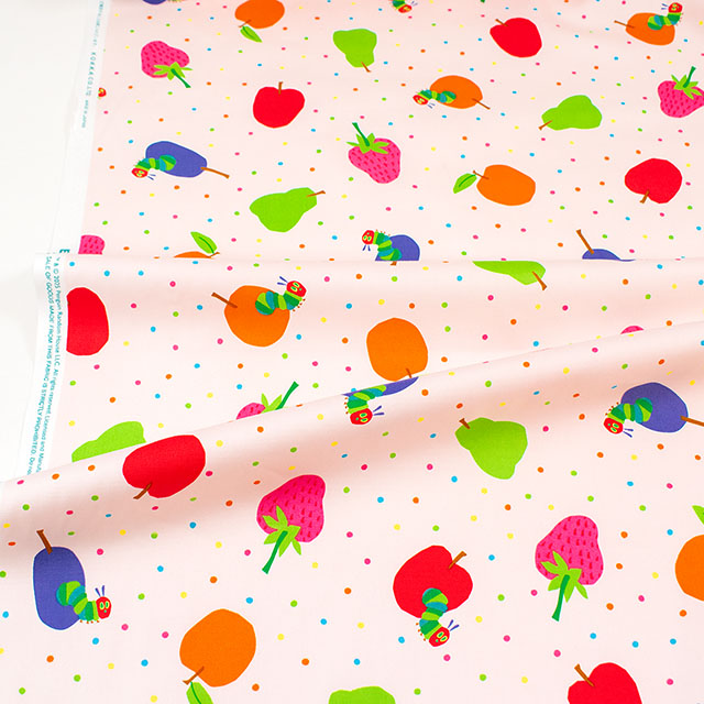 生地 はらぺこあおむし フルーツ総柄/オックス(G-4221) 1B.ピンク 09Ae99_
