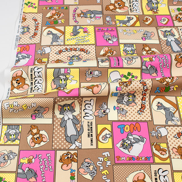 生地 トムとジェリー コミック柄 パン/オックス(G-3652) 1B.ブラウン 09Ae99_