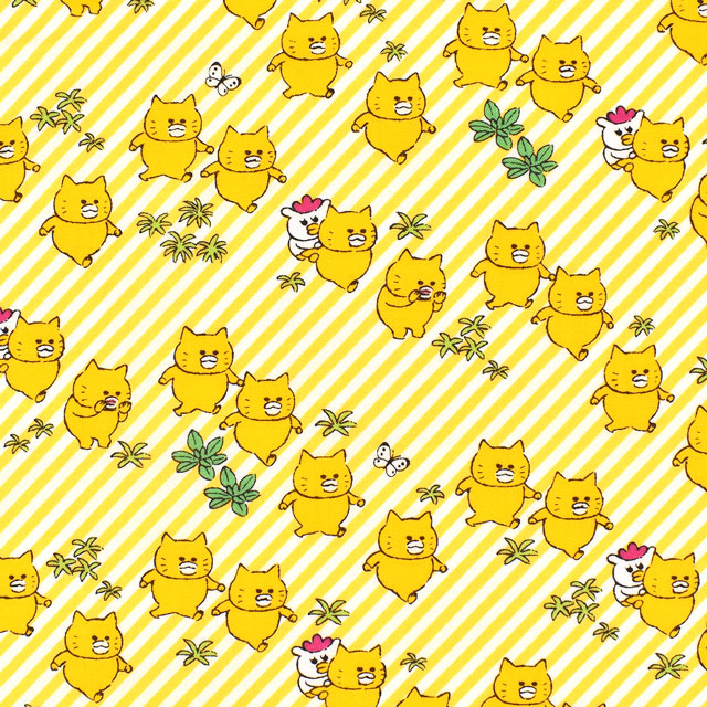 生地 ノラネコぐんだん ノラネコさんぽ シーチング Ngf 08 B イエロー H K4j オカダヤ Okadaya 布 生地 毛糸 手芸用品の専門店