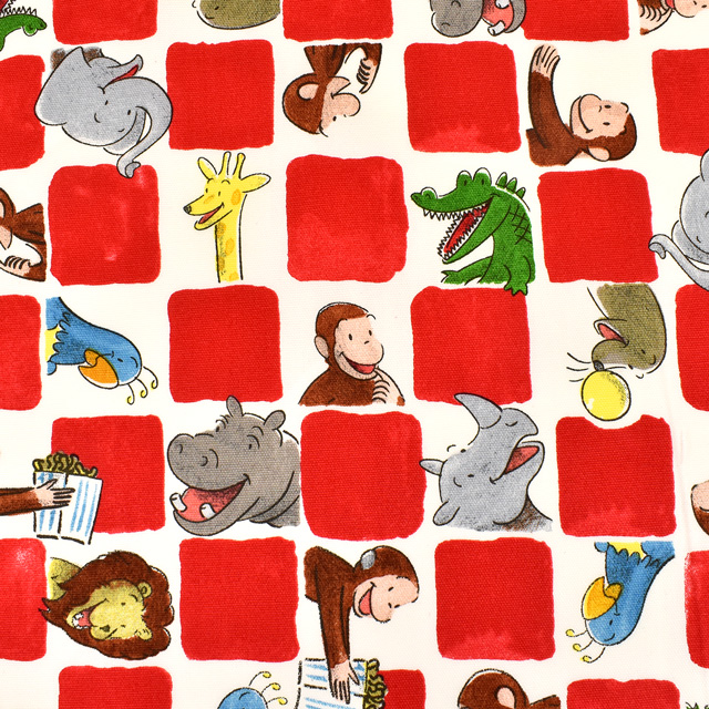 キャラクター生地 おさるのジョージ オックス G 4169 1a レッド H Ki オカダヤ Okadaya 布 生地 毛糸 手芸用品の専門店