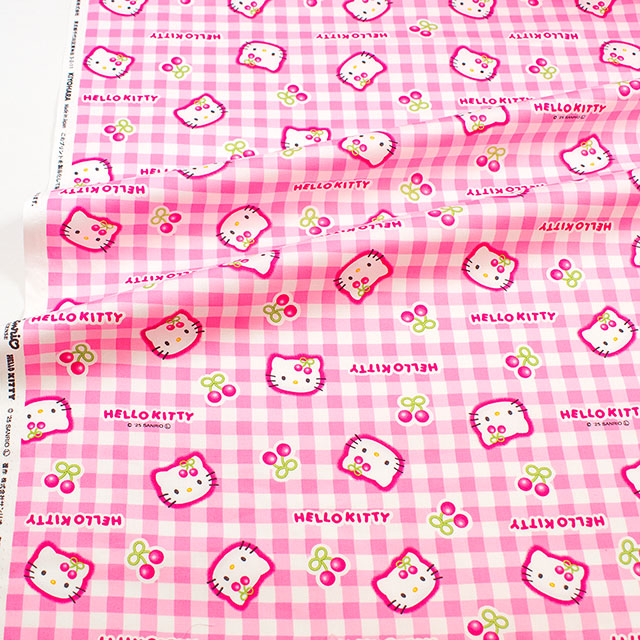 生地 ハローキティ サクランボ/オックス(832032) PO.ピンク 09Ae99_