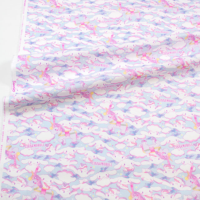 生地 シナモロール フェス/オックス(832117) BO.ブルー 09Ae99_