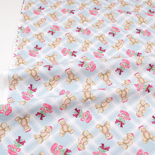 生地 クラシカルモダン あこがれくま/オックス(CMOF-83) BL.ブルー 09Ae99_