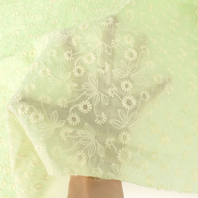 生地 綿レース(2112020) 22.黄緑 10Ac04_