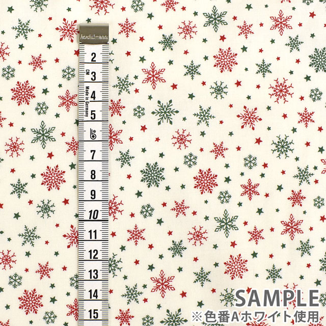 生地 クリスマスプリント 雪の結晶 小/シーチング（DX10132S） D.ネイビー (M)_1f_(D.ネイビー): 新宿オカダヤ