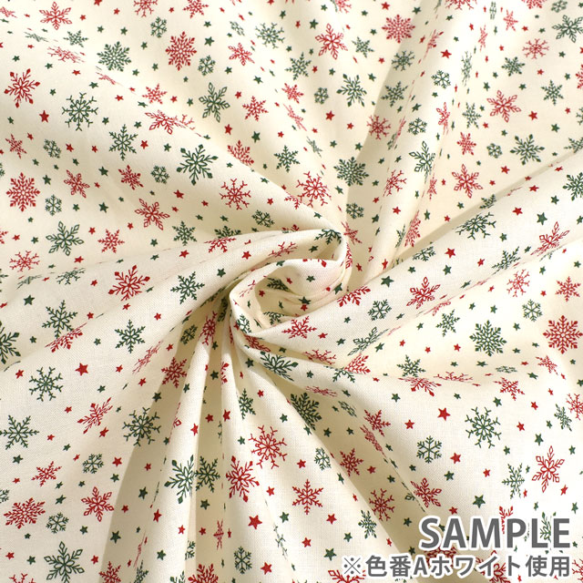 生地 クリスマスプリント 雪の結晶 小/シーチング（DX10132S） D.ネイビー (M)_1f_(D.ネイビー): 新宿オカダヤ