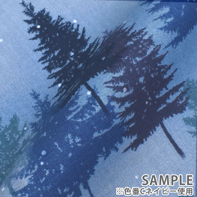 生地 クリスマスプリント もみの木冬景色/シーチング（DX10449S） C.ネイビー (M)_1f_