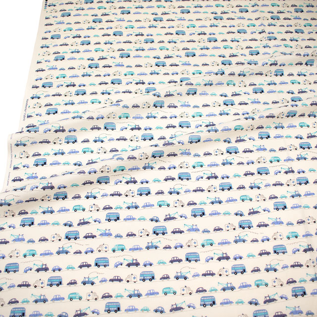 生地 ホーミーコレクション くるま柄/ブロード(DH11115S) B.オフ×ブルー 09Ae99_