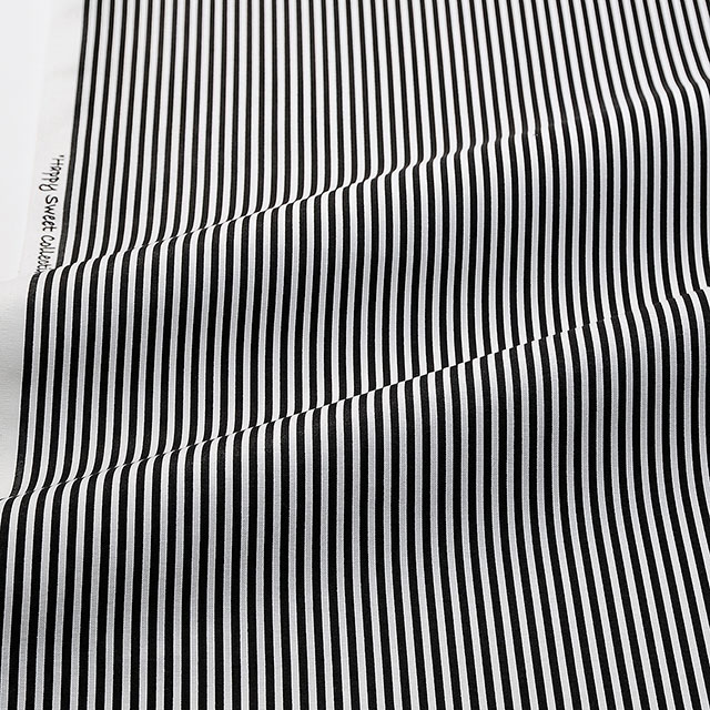 生地 ストライププリント(HS1281) 10.黒×白 09Bk23_