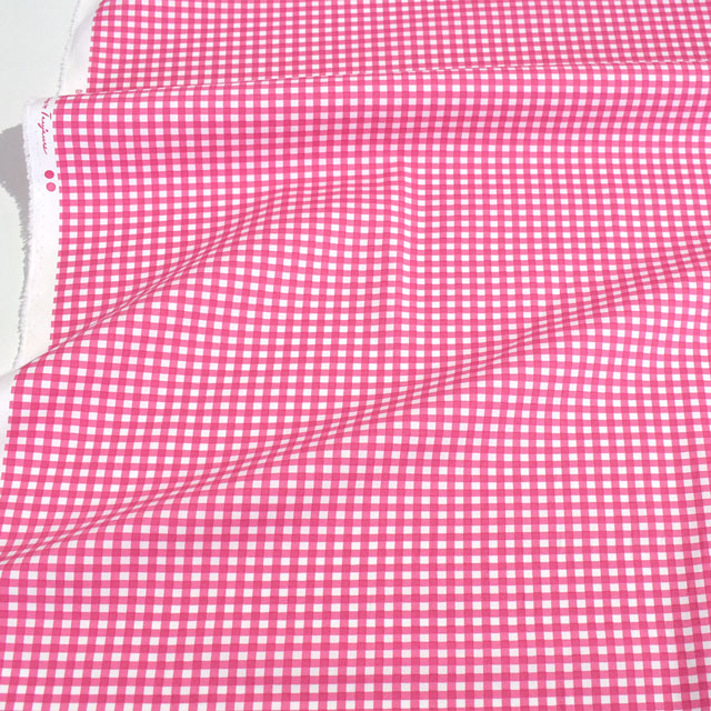生地 オックスチェックプリント(HSK970) 2.チェリーピンク 09Bk22_