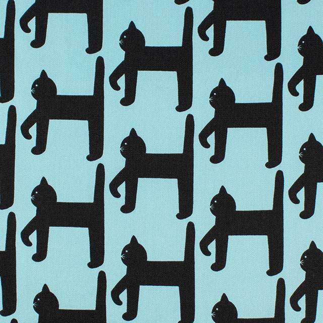 生地 kippis-キッピス- Kaveleva kissa 歩く猫/オックス(KPO) 96A.パウダーブルー 09Ac04j