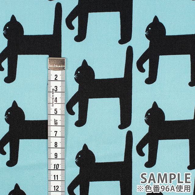 生地 kippis-キッピス- Kaveleva kissa 歩く猫/オックス(KPO) 96A.パウダーブルー 09Ac04j