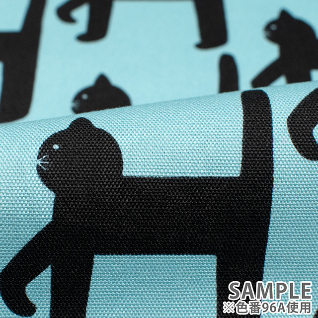 生地 kippis-キッピス- Kaveleva kissa 歩く猫/オックス(KPO) 96A.パウダーブルー 09Ac04j