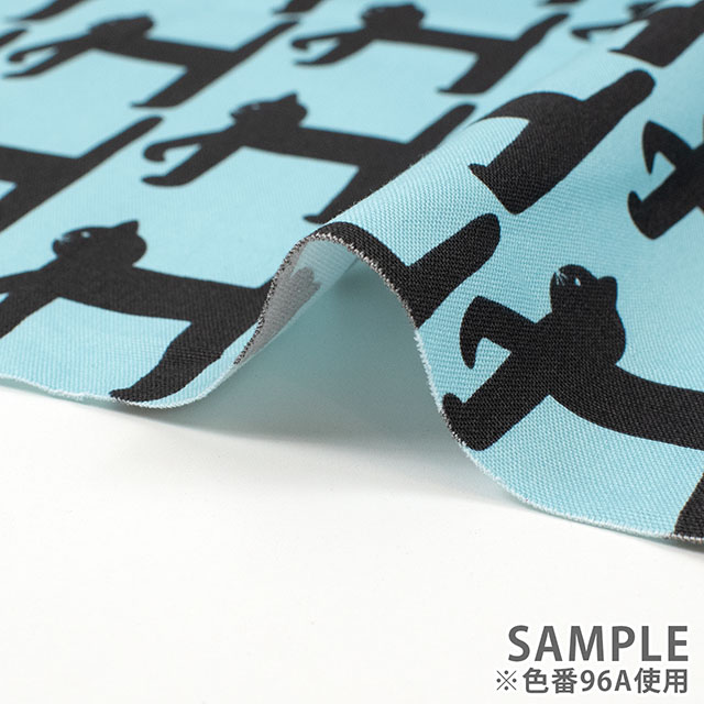 生地 kippis-キッピス- Kaveleva kissa 歩く猫/オックス(KPO) 96A.パウダーブルー 09Ac04j