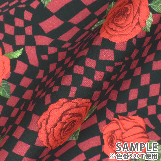 生地 LIBERTY-リバティ- タナローン 2022SS Chequered Rose チェッカード・ローズ（22-3632106）  22AT.ホワイト (L)684j