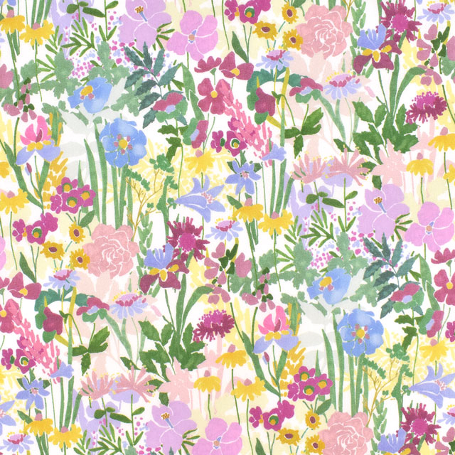 生地 LIBERTY-リバティ- タナローン 2022SS Floralove Collection WILDFLOWER MEADOW  ワイルドフラワー・メドゥ（3636422） A.ホワイト (L)749j