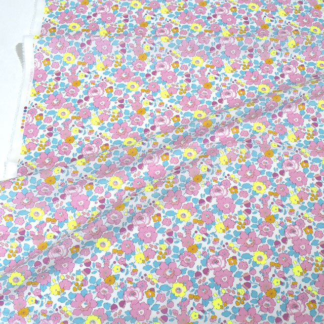 生地 LIBERTY FABRICS リバティ・ファブリックス タナローン 2023SS Neon Liberty Betsy ベッツィ(3332019N) J23F.ピンク×イエロー 99Zz99j