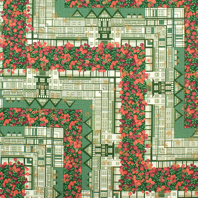 生地 LIBERTY FABRICS リバティ・ファブリックス タナローン 2025AW Festive Collection Tudor Berry チューダー・ベリー(363G74313) A.グリーン 09Ac04j