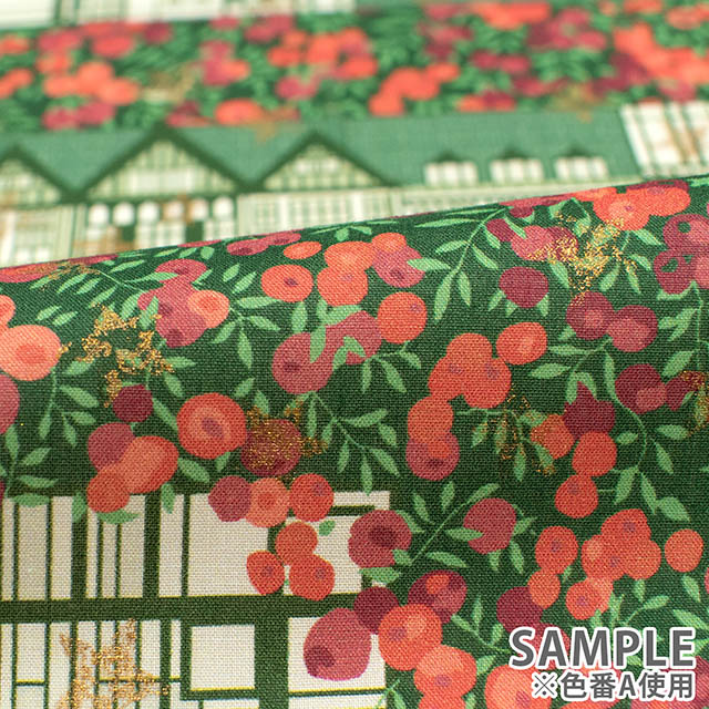 生地 LIBERTY FABRICS リバティ・ファブリックス タナローン 2025AW Festive Collection Tudor Berry チューダー・ベリー(363G74313) A.グリーン 09Ac04j