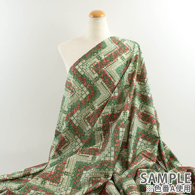 生地 LIBERTY FABRICS リバティ・ファブリックス タナローン 2025AW Festive Collection Tudor Berry チューダー・ベリー(363G74313) A.グリーン 09Ac04j