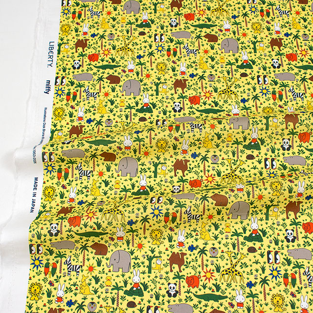 生地 LIBERTY FABRICS リバティ・ファブリックス タナローン The Miffy Picture Book Collection by Liberty Zoology ズーロジー(DC35975) 26BT.イエロー 09Ac04j